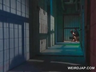 Fragile asian teen sex slave gets chained and