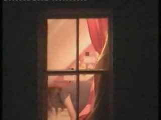 Kancık model çarpıcı oryantal içinde onu oda tarafından bir pencere peeper