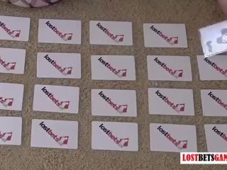 Two Girls play a strip game of match the cards