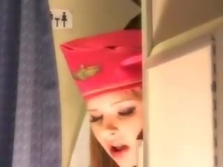Сексуальна стюардеса отримує свіжий еякулят aboard