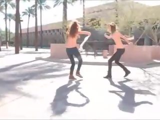 Twins I Hot girls playing porn in public