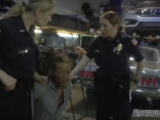 Mechanic shop owner gets his tool polished by desiring female cops