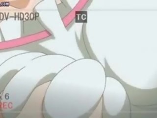 Sprośny anime dostaje usta wypełniony przez ogromny penis