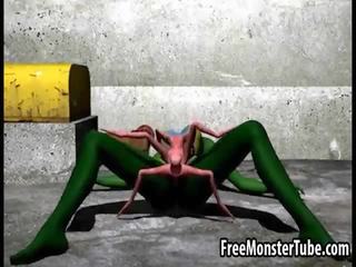 3d dibujos animados alien nena consiguiendo follada duro por un spider